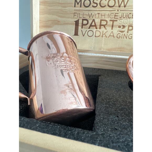 Moscow Mule 2 mugs 9 piece gift set with original box NWB coasters included - Picture 11 of 12